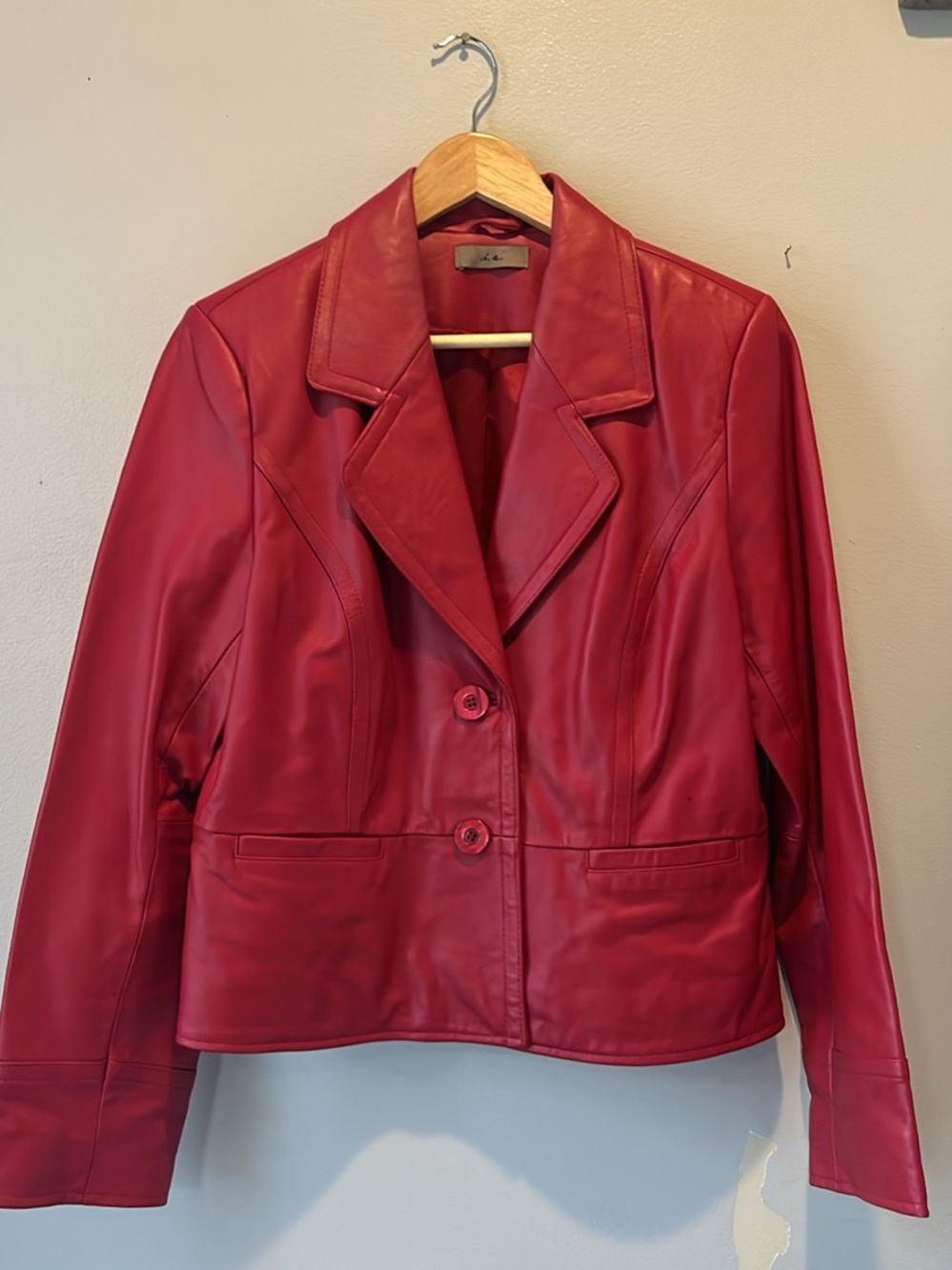Cherry Red Leather Blazer Size PL